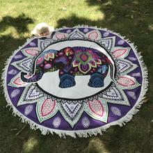 Летний индийский фиолетовый Слон Мандала Цветок богемные кисточки гобелен настенный пляжный коврик покрывало в стиле хиппи Коврик для йоги одеяло 2024 - купить недорого
