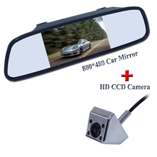 Monitor de vídeo HD para aparcamiento de coche, cámara de visión nocturna IR para marcha atrás, CCD, vista trasera de coche, con Monitor de espejo retrovisor de 4,3 pulgadas 2024 - compra barato