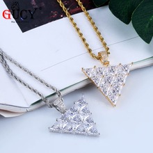 GUCY Hip Hop Inverted Triangle Pendant Necklace Copper Gold/Silver Color Plated Micro Pave AAA+ CZ Charm Jewelry For Men Women 2024 - buy cheap