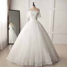Simple Wedding Dress without Train Boat Neck Half Sleeve Vestidos de Novia Lace Up Back Abito da Sposa Luxury Suknia Slubna 2024 - buy cheap