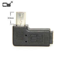 Micro USB 2,0 5Pin папа-мама м-ф удлинитель Разъем адаптер 9 мм Длинный разъем 90 градусов правый и левый угловой 2024 - купить недорого