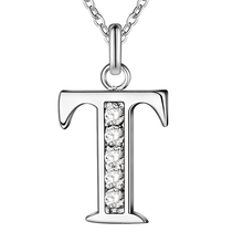 Посеребренное ожерелье с буквой T bling из циркония, оптовая продажа, новые серебряные ожерелья и подвески/XKQRJKGL TWCIQQDM 2024 - купить недорого