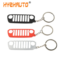 HYZHAUTO Zinc Alloy Keychain For Jeep Wrangler JL Accessories Car Grill Key Ring Black Red Silver Car Styling 1PCS 2024 - buy cheap