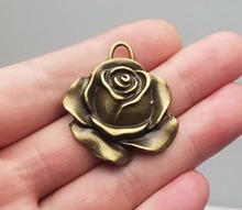 5pcs/lot--36x33mm, flower cham,Antique bronze plated rose flower charms ,DIY supplies, Jewelry accessories 2024 - buy cheap