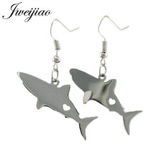 JWEIJIAO Animal Love Heart Shark Fish Pendant Dangle Earrings For Women Girl Stainless Steel Drop Earring Party Jewlery SKU48 2024 - buy cheap