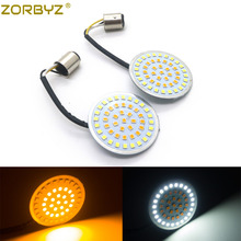 ZORBYZ 2X Motorcycle Bullet 1157 Amber White LED Turn Signal Inserts For Harley Touring Sportster Dyna 2024 - buy cheap