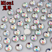Micui 200 шт 6 мм AB круглые акриловые стразы Кристальные Стразы с плоским основанием стразы для страз украшения одежды MC424 2022 - купить недорого