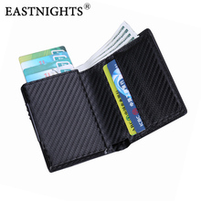 EASTNIGHTS Slim Carbon Fiber Wallet Pop Up Men Business Rfid Mini Metal ID Credit Card Holder Wallets Women Leather Wallet Case 2024 - buy cheap