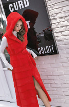 Colete feminino pele de coelho com capuz, casaco jaqueta tamanho extra grande 2024 - compre barato