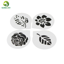 4PCS Rose Flower Leaf Cake Stencil Wedding Decoration Coffee Cupcake Cookie Stencils Cake Template Mold Baking Tools For Cakes 2024 - buy cheap