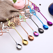 Cute Note Shape Colorful Stainless Steel Spoons Handle Spoons Flatware Ice Cream Drinking Tools Kitchen Gadget 2024 - buy cheap