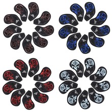 Craftsman Golf Iron Club Covers 9 pcs/set( 5~9,P,A,S,X)  Headcover PU Leather Black Skull Embroidery Magic-tape Closure 4 colors 2024 - buy cheap
