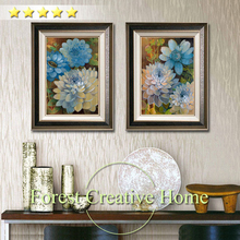 Snow blue lotus painting 2 pcs wall pictures backdrop classic canvas wall art painting study room home decor oil  painting art 2024 - buy cheap