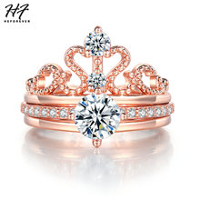 Princess Style Ring For Women Elegant Luxury Cubic Zirconia Queen Crown Engagement Wedding Ring Set Jewelry R349-4 2024 - buy cheap