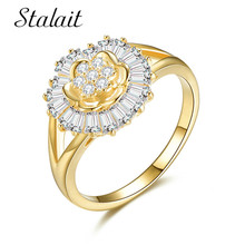 Pop-anillo redondo de circón blanco para mujer, joyería elegante de Color dorado, bisutería femenina 2024 - compra barato