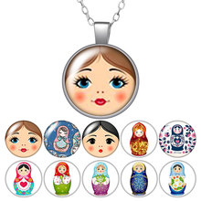 Matryoshka-Muñeca rusa con colgante redondo, collar de 25mm, cabujón de cristal, joyería para mujer y niña, regalo de cumpleaños para fiesta, 50cm 2024 - compra barato