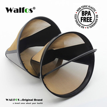 WALFOS-filtro de café permanente en forma de cono, 10-12 tazas, malla de filtro de café reutilizable lavable con mango, cafetera 2024 - compra barato