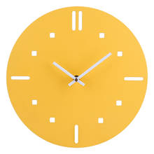 30 см современный дизайн, стильные железные бесшумные настенные часы для домашнего декора, Короткие настенные часы, современные бесшумные часы-желтые 2024 - купить недорого