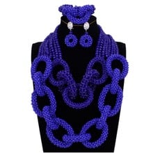 Fashion African Jewelry Set Dubai Circle Royal blue Jewellery Set for Women Bride Necklace Big African Beads Free Shipping 2018 2024 - buy cheap