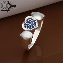 Wholesale Silver-plated Ring,Silver Fashion Jewelry,Women Gift Blue Stone Heart Silver Finger Rings Top Quality 2024 - buy cheap