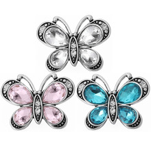 10pcs/lot New Snap Button Jewelry Rhinestone Butterfly Snap Buttons Fit DIY 18mm Snap Button Bracelet Ginger Snap Jewelry 2024 - buy cheap