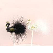 Cake Flags Cupcake Cake Topper black white swan feather Toppers Bride Kids Birthday Wedding Bridal Cake Wrapper Party Baking DIY 2024 - buy cheap