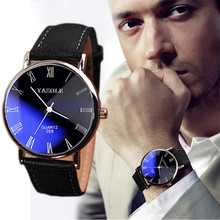 Luxury Fashion Faux Leather Mens Quartz Watches Blue Ray Men Wrist Watch 2019 Mens Watches Top Brand Luxury Casual Clock New A40 2024 - buy cheap