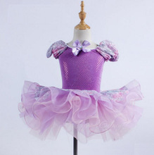 Vestido de balé feminino com malha tutu, roupa roxa com manga bufante para balé, show, roupa de dança, balé, meninas 2024 - compre barato