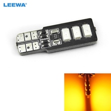 LEEWA 100pcs Amber T10/W5W/194/168 6SMD 5630 LED Canbus Error Free Car LED Light Bulb #CA4315 2024 - buy cheap