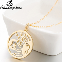 Shuangshuo Moon Star Pendant Necklace for Women Chain Choker Jewelry Simple Round Stainless Steel Long Gold Necklaces Collares 2024 - buy cheap
