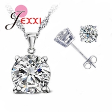Classic Jewelry 8 Colors Cubic Zirconia Good Quality 925 Sterling Silver Jewelry Sets Stud Earring Pendant Necklace 2024 - buy cheap