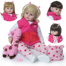 Boneca Reborn Girl silicone dolls toys 48cm bebe doll reborn with giraffe plush different hair styles optional reborn babies 2024 - buy cheap