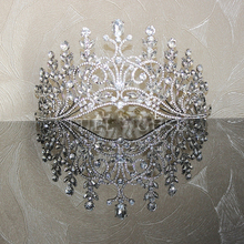 Tiaras de cristal chapadas en Plata brillante para boda, diamantes de imitación para desfile, joyería para el pelo de novia 2024 - compra barato
