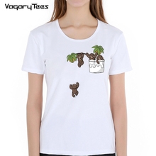 Camiseta divertida de dibujos animados de animales para mujer, remera con bolsillo travieso de Koala Bears sloth raccoon, camisetas geniales de verano 2019 2024 - compra barato