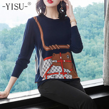 YISU Spring women Sweater New Fashion autumn women pullover Printed sweater Round neck long-sleeve soft Comfortable sweater 2024 - buy cheap