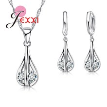 New Arrival Fashion Jewelry Sets 925 Sterling Silver Women Stereoscopic Necklace & Earrings CZ   Pendants 2024 - buy cheap