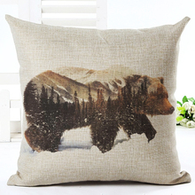 Animal Bear Forest Cushions Snowflake Landscape Pillow Cases Ocean Style Settee Homeware Throw Pillow Cushion 45X45Cm Polyester 2024 - buy cheap