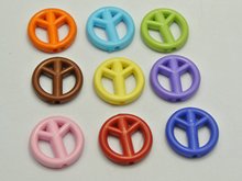 100 Mixed Bubblegum Color Acrylic Peace Sign Charm Beads 16mm 2024 - buy cheap