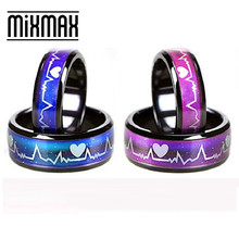 MIXMAX 36pcs ECG mood rings color change With body temperature mens womens black magical couple charm jewelry product wholesale 2024 - buy cheap