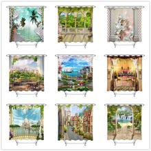 European Landscape And Architecture Shower Curtain Bathroom Screens Waterproof Eco-Friendly Polyester Fabric for Bathtub Decor 2024 - buy cheap