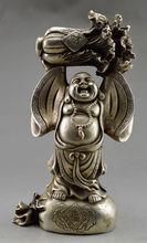Estatua de Buda tallada de plata del antiguo Tíbet, decoración coleccionable, repollo 2024 - compra barato