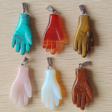 2017 New arrival Fashion  carved mixed assorted natural Stone palm shape charms pendants fit jewelry making 6pcs Wholesale  free 2024 - buy cheap