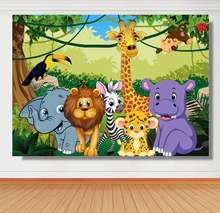 MEHOFOTO Jungle Safari Forest Photography Backdrop Cartoon Cute Animals Birthday Party Decor Baby Shower Table Photo Background 2024 - buy cheap