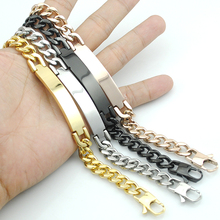 AMUMIU Exquisite Stainless Steel Bracelet Men Fashion Jewelry Chain ID Men Bracelet Cuff,wholesale KB003 2024 - buy cheap