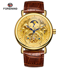 2019 Forsining Top Brand Automatic Mechanical Business Casual Mens Clock Gold Moon Phase Leather Wrist Watches Relogio Masculino 2024 - buy cheap