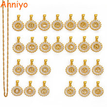 Anniyo-collar con colgante de circonia cúbica para mujer y niña, colgante con letras del alfabeto, inicial inglesa, Color dorado, Circonia cúbica, Zirconia, circonita, zirconita, #197206 2024 - compra barato