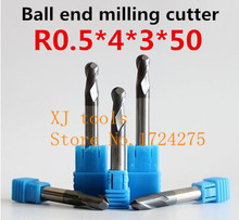 Free shipping 5PCS*2F-R0.5*4*3*50L alloy ball end milling cutter, carbide end milling cutter, CNC engraving knife 2024 - buy cheap