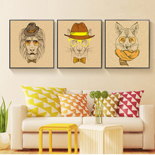 HAOCHU Animais Criativos Nordic Simples Moderno Pintura Decorativa Leão Lobo Esquilo Cão Crianças Sala Quarto Parede Da Sala de Arte 2024 - compre barato