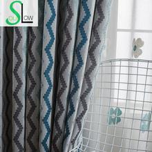Slow Soul Vertical Wave Modern Simple Cotton Hemp Curtain Blue Jacquard Curtains For Living Room Bedroom Kitchen Cortinas 2024 - buy cheap