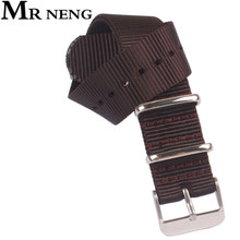 Ремешок MR NENG для наручных часов, нейлоновый браслет для часов Zulu Brown, 1 шт., шириной 18 мм 20 мм 22 мм 2024 - купить недорого